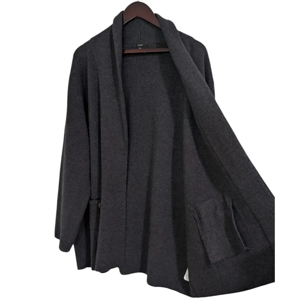 J.Crew 2X Camille Shawl Collar Sweater Blazer Charcoal Grey Style AL234